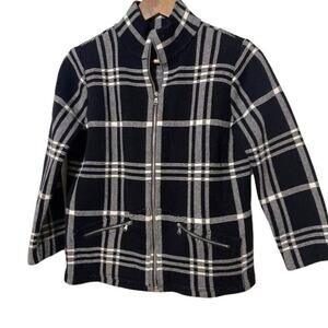 Lauren by Ralph Lauren Plaid Sweater Jacket · Black & White Zip-Up Medium